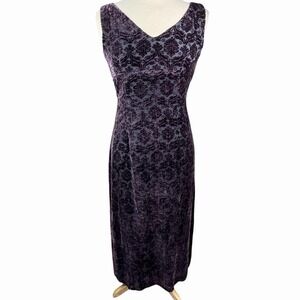 Y2K Burnout Velvet Maxi Dress Womens Small 4 Floral Whimsygoth Lynn Lugo Purple‎